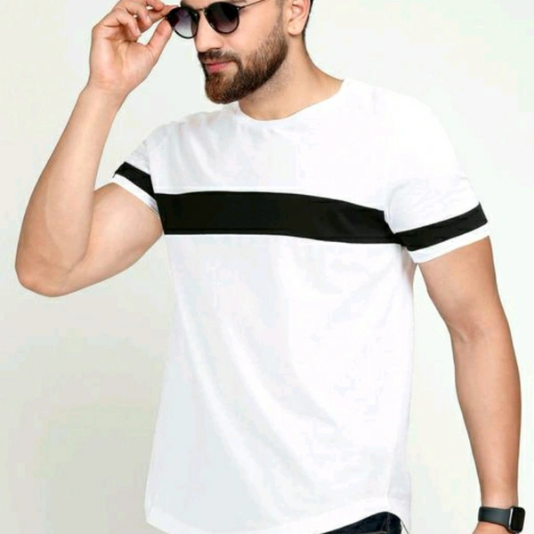 White Striped T-shirt For Men - XXL