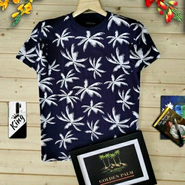 Round Neck Printed T-shirt For Men - Grey, M