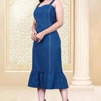 Sleeveless Denim Dresses - L, 15238643