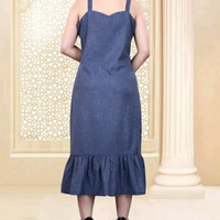 Sleeveless Denim Dresses - M, 15238639