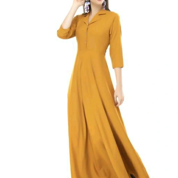 Solid Crepe Dress For Women - Solid Mustard, 4822562, L