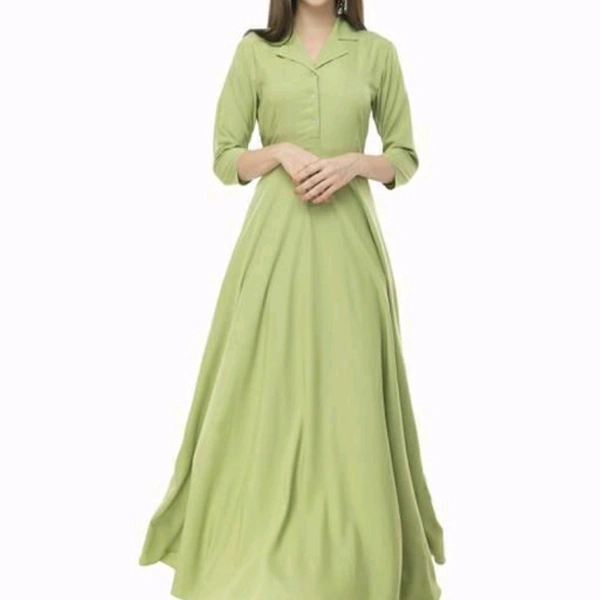 Solid Crepe Dress For Women - 4822563, Solid Olive, L