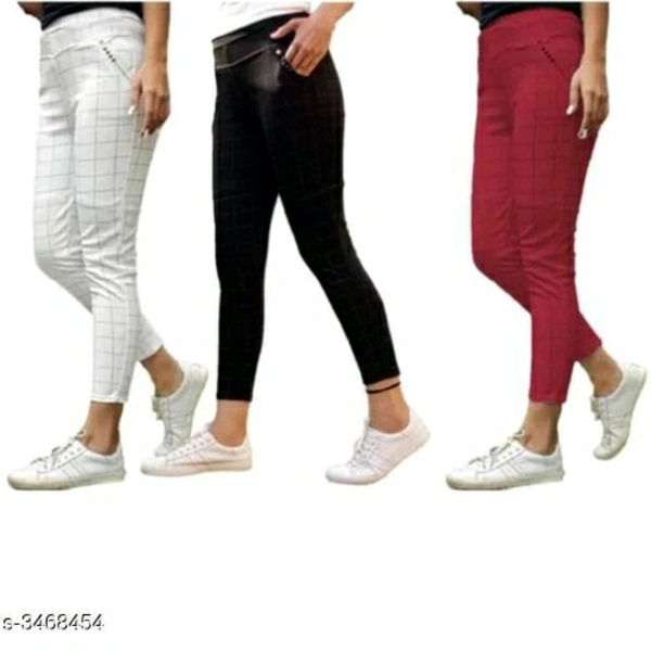 Fashionable Lycra Women's Jeggings (Pack Of 3) - 3468454, L