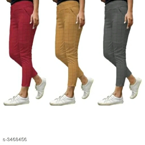 Fashionable Lycra Women's Jeggings (Pack Of 3) - L, 3468456