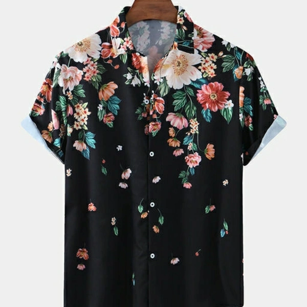 Premium Poly Cotton Printed Half Sleeve Shirt - 19034417, M