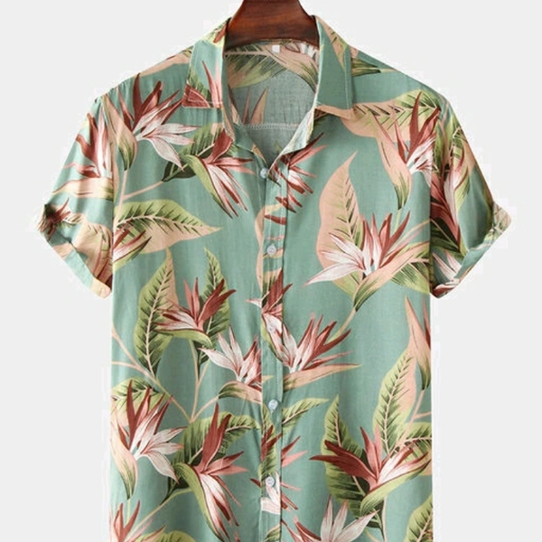 Premium Poly Cotton Printed Half Sleeve Shirt - 19034413  - L