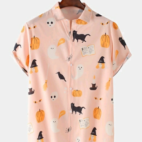 Premium Poly Cotton Printed Half Sleeve Shirt - 19047207 - S