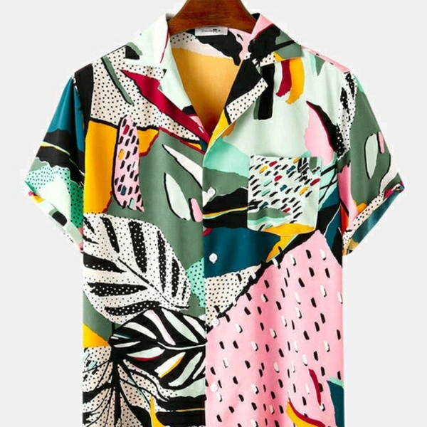 Premium Poly Cotton Printed Half Sleeve Shirt - 19047206 - L