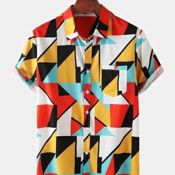 Premium Poly Cotton Printed Half Sleeve Shirt - 22105057 - S