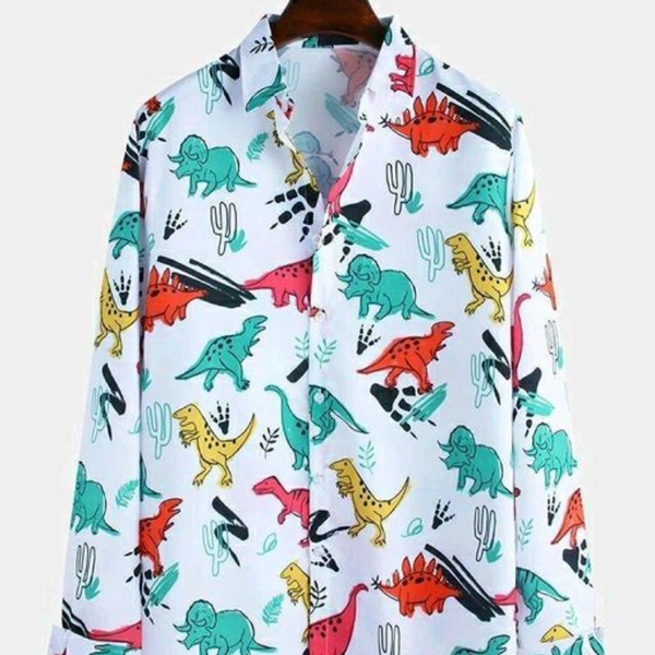 Abstract Pattern Print Poly Cotton Full Sleeve - 19396935 - L