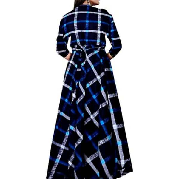 Printed Navy Blue Rayon Dress - XL