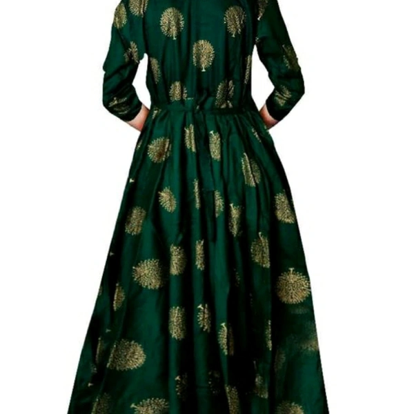 Printed Green Rayon Dress - L