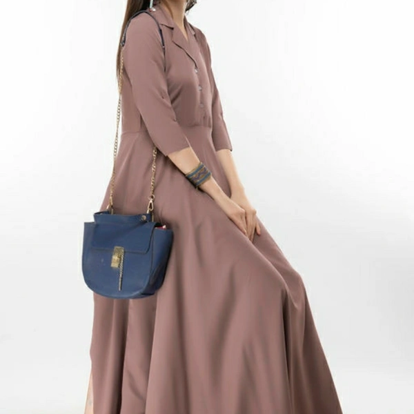 Solid Nude Maxi Crepe Dress - M