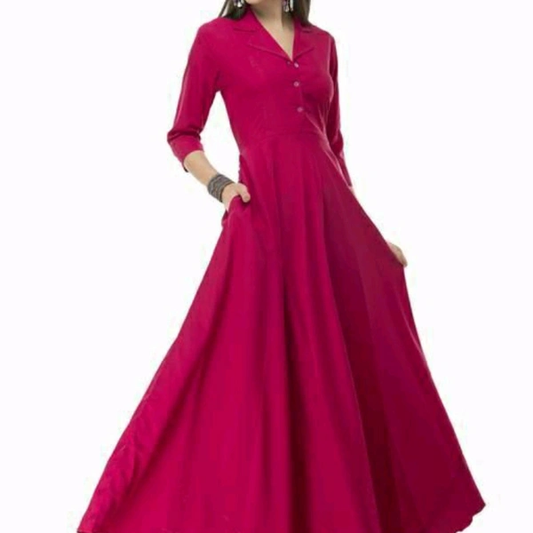 Solid Pink Maxi Crepe Dress - S