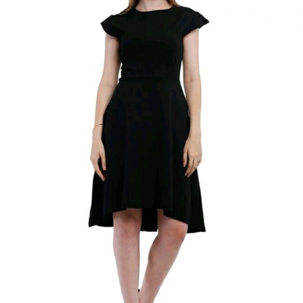 Solid High-Low Cotton Blend Dress - XL, Black