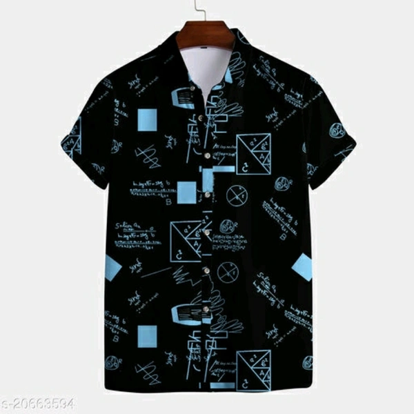 Black Half Sleeve Rayon Shirt For Men - Blue, M