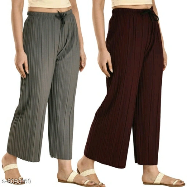 Grey And Maroon Palazzo (Set Of 2) - 28