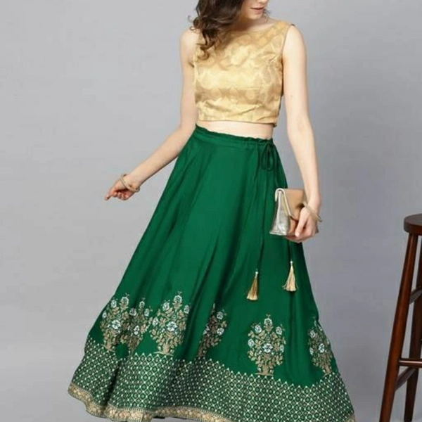 Printed Western Skirts - Green
