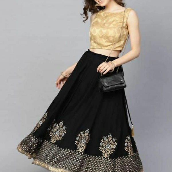 Printed Western Skirts - Black