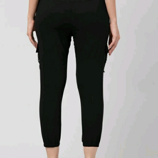 Black Cotton Cargo For Women - 34