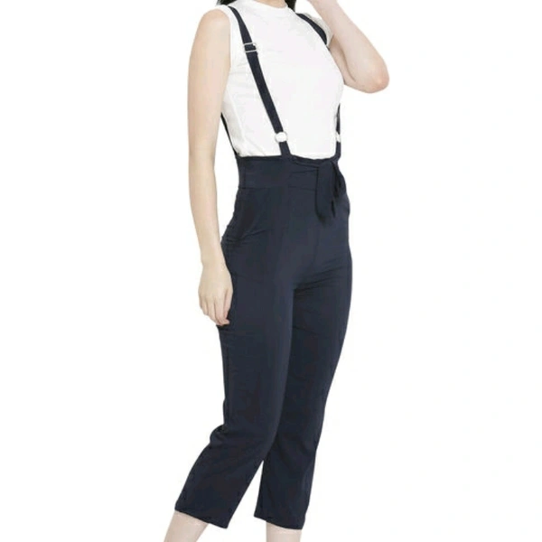 Black Stretchable Dungaree For Women - 28