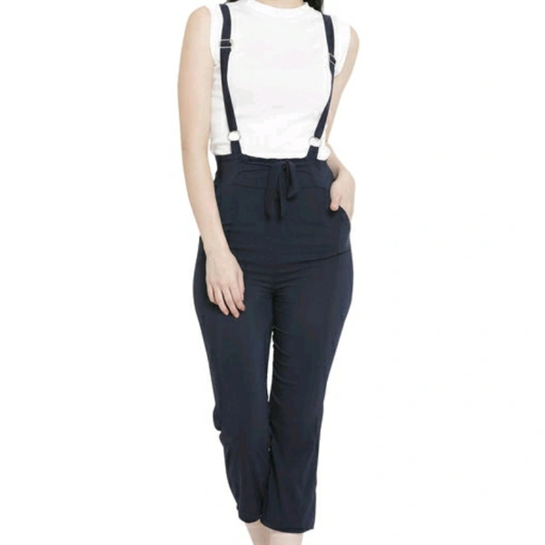 Black Stretchable Dungaree For Women - 28