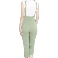 Green Stretchable Cotton Blend Dungaree For Women - 26
