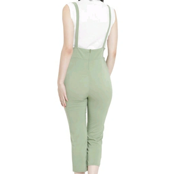 Green Stretchable Cotton Blend Dungaree For Women - 26