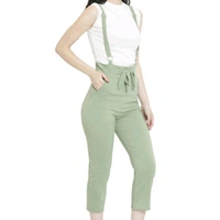 Green Stretchable Cotton Blend Dungaree For Women - 26