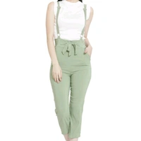 Green Stretchable Cotton Blend Dungaree For Women - 26