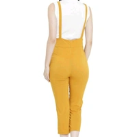 Yellow Stretchable Cotton Blend Dungaree For Women - 32