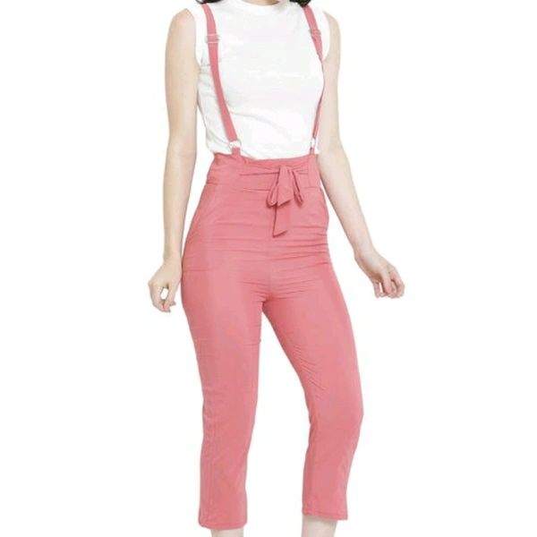 Light Pink Stretchable Cotton Blend Dungaree For Women - 28