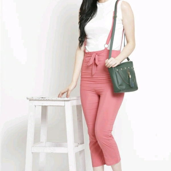 Light Pink Stretchable Cotton Blend Dungaree For Women - 28