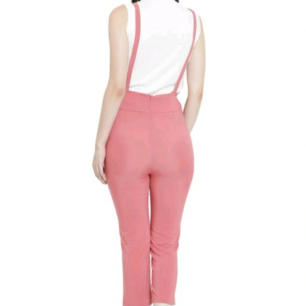 Light Pink Stretchable Cotton Blend Dungaree For Women - 32