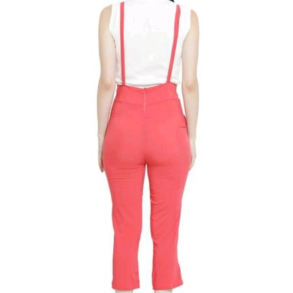 Pink Stretchable Cotton Blend Dungaree For Women - 32