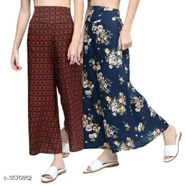 Printed Crepe Palazzo For Women - XL
