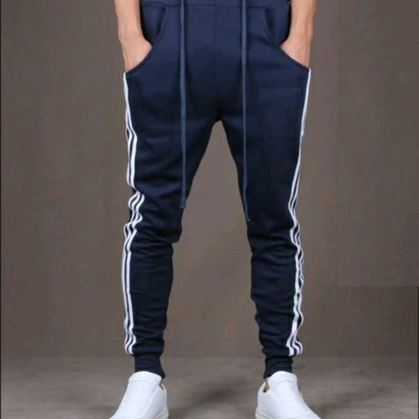 Men's Casual Solid Blue Track Pants - L