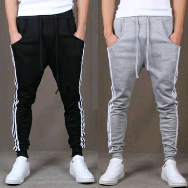 Men's Casual Solid Combo Of Black And Grey Track Pants - XL