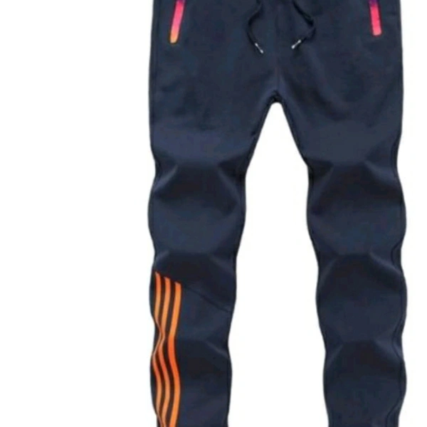 Men's Cotton Blend Blue Track Pants - L
