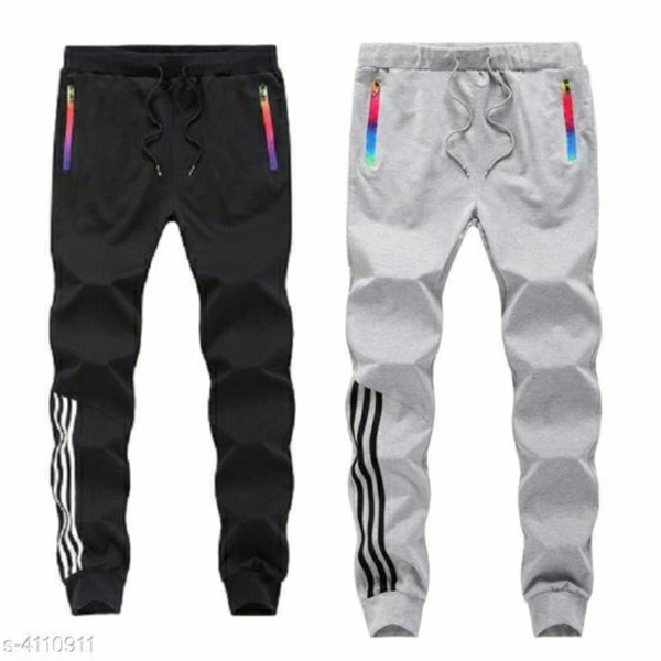 Men's Cotton Blend Combo Of Grey And Black Track Pants - XL