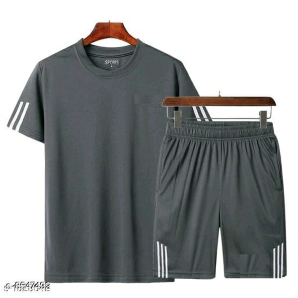 Combo Set Of Grey Polyester T-shirt And Pant - L
