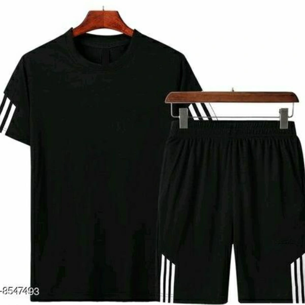 Combo Set Of Black Polyester T-shirt And Pant - XL