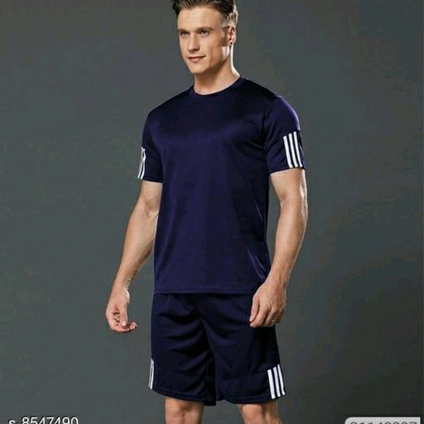 Combo Set Of Blue Polyester T-shirt And Pant - XL