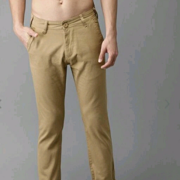 Khaki Cotton Chinos For Men - 30