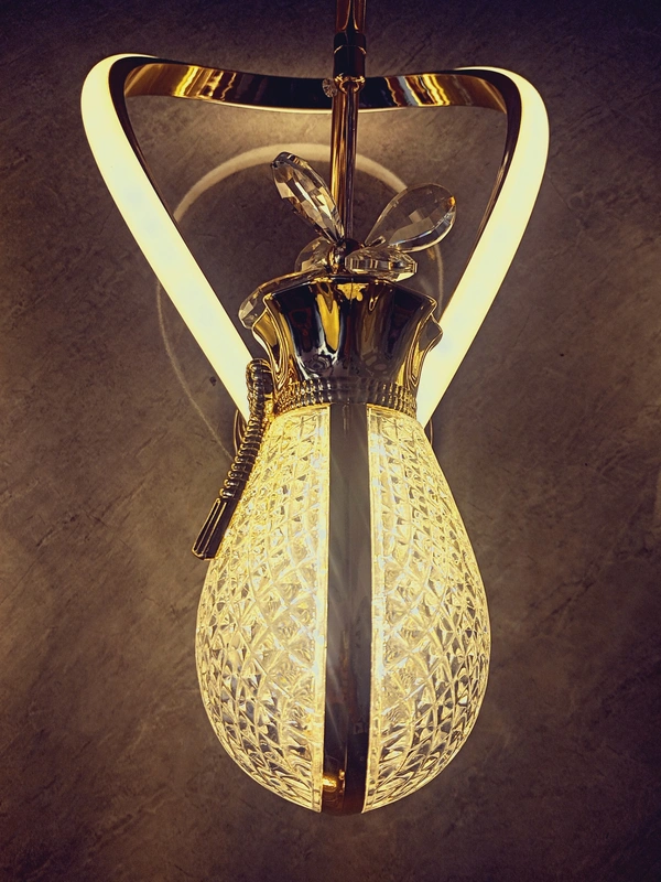 Crystal Pendant Wall Mounted Decorative Lamps With Bulb  - Luxor Gold