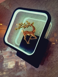 Square Golden Deer With White Light Effect Wall Light - Black