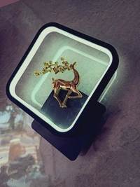 Square Golden Deer With White Light Effect Wall Light - Black