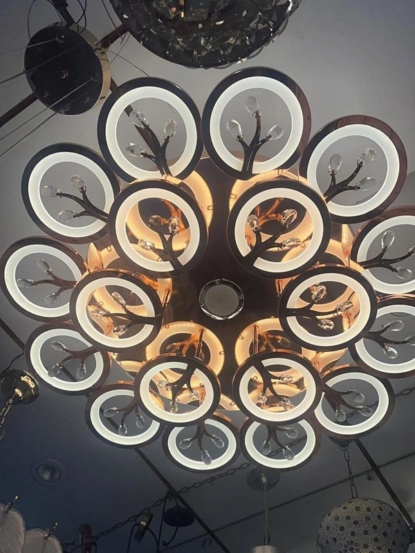 Artistic Tree Branch LED Chandelier | Modern Circular Design Chandelier in Jaipur - Sriramlighthouse.in - White, Gold