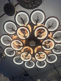 Artistic Tree Branch LED Chandelier | Modern Circular Design Chandelier in Jaipur - Sriramlighthouse.in - White, Gold