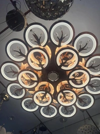 Artistic Tree Branch LED Chandelier | Modern Circular Design Chandelier in Jaipur - Sriramlighthouse.in - White, Gold